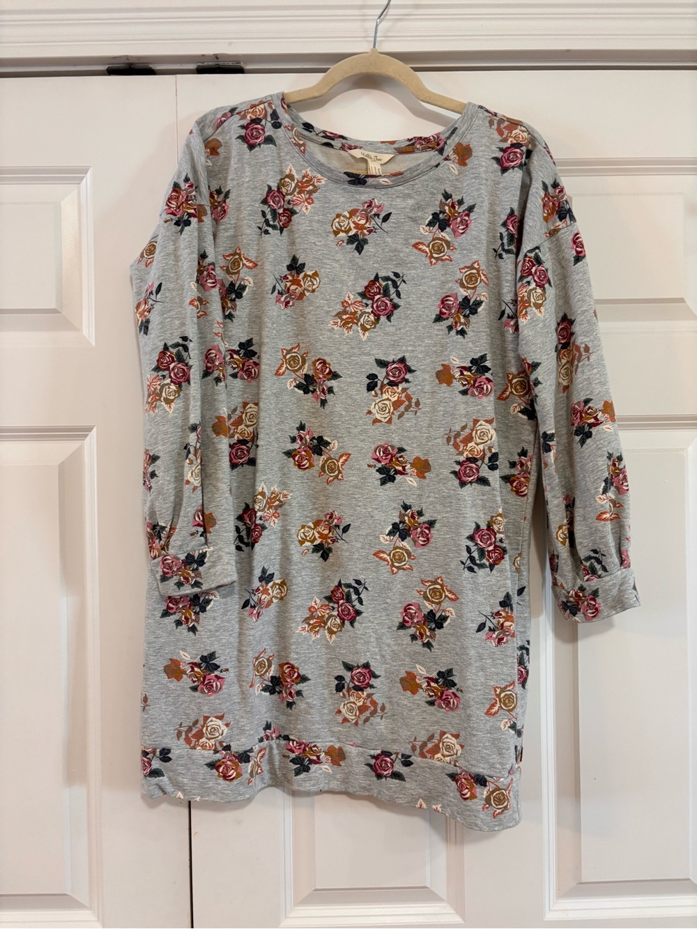 Matilda Jane Gray Floral Tunic with Pink & Brown Roses